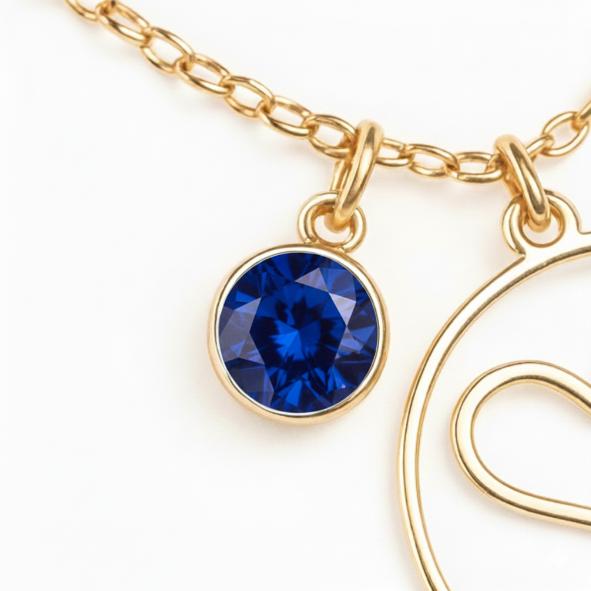 Geburtsstein Anhänger (Monogramm-Kette / Abnehmbar)