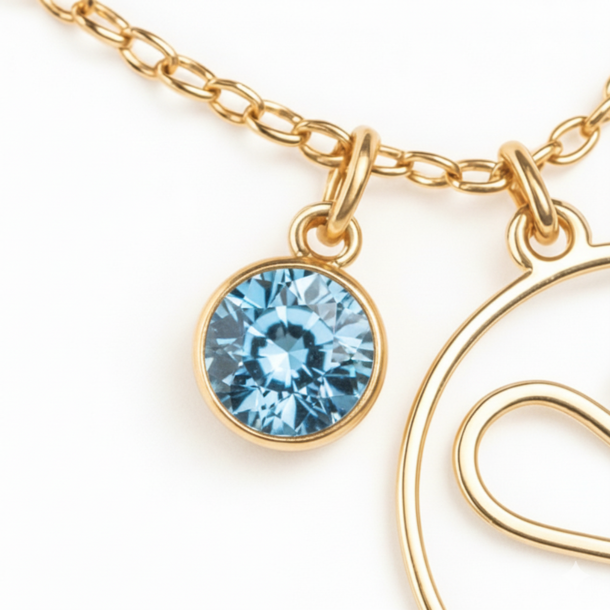 Geburtsstein Anhänger (Monogramm-Kette / Abnehmbar)