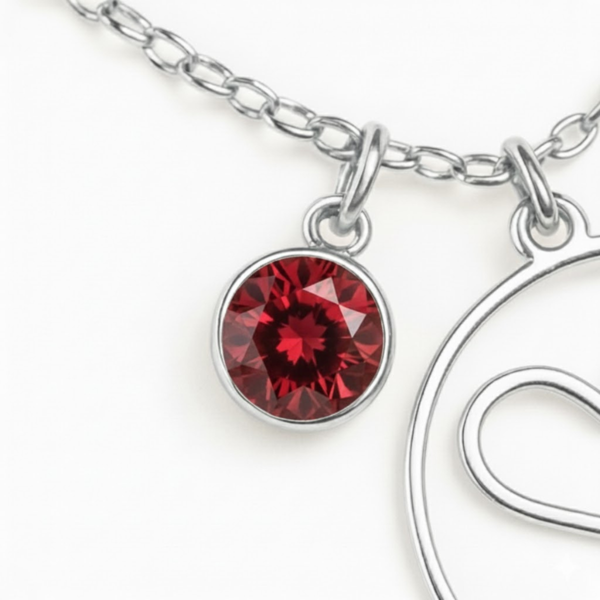 Geburtsstein Anhänger (Monogramm-Kette / Abnehmbar)