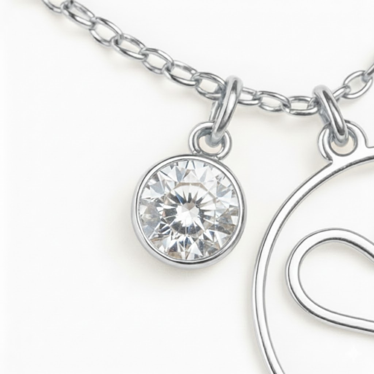 Geburtsstein Anhänger (Monogramm-Kette / Abnehmbar)