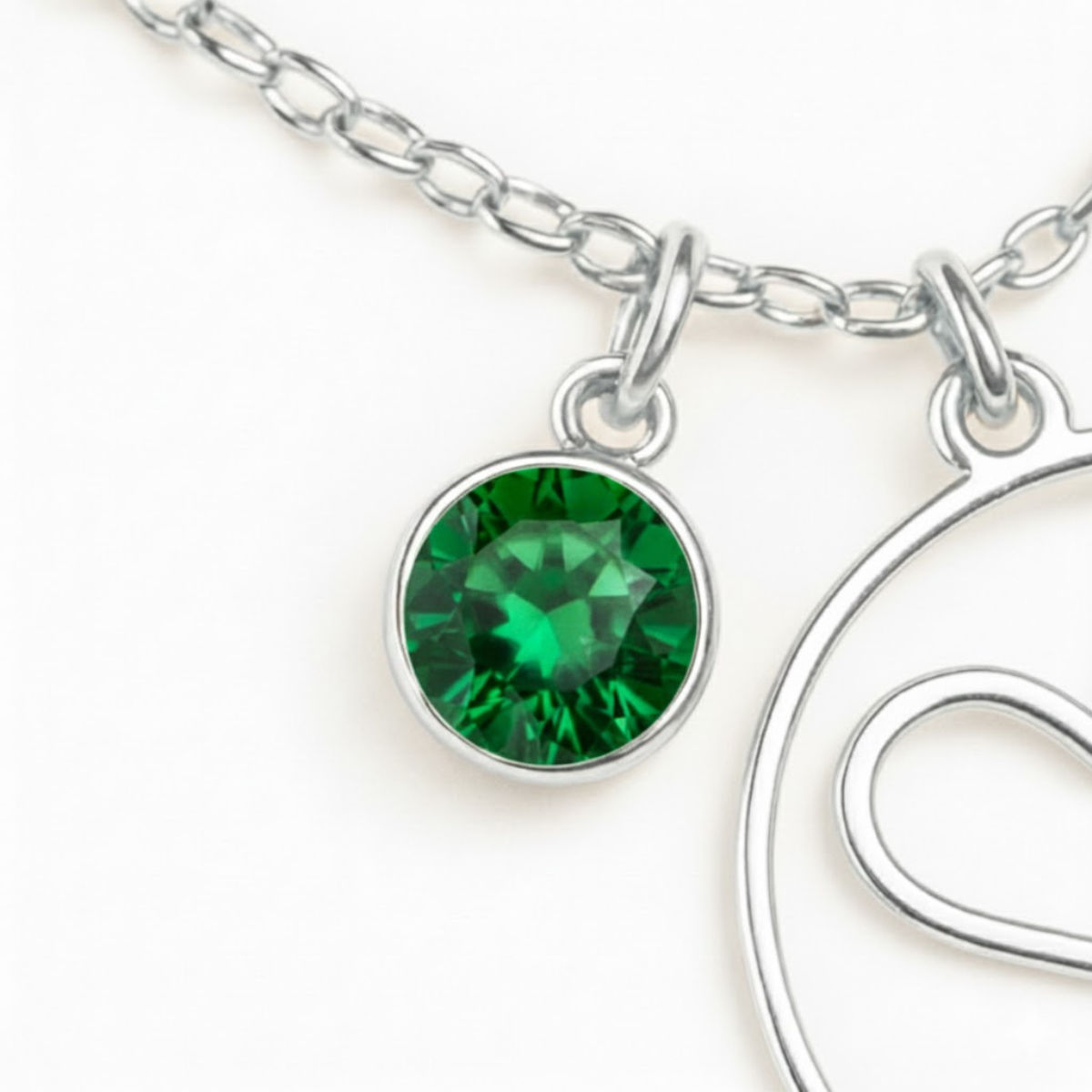 Geburtsstein Anhänger (Monogramm-Kette / Abnehmbar)