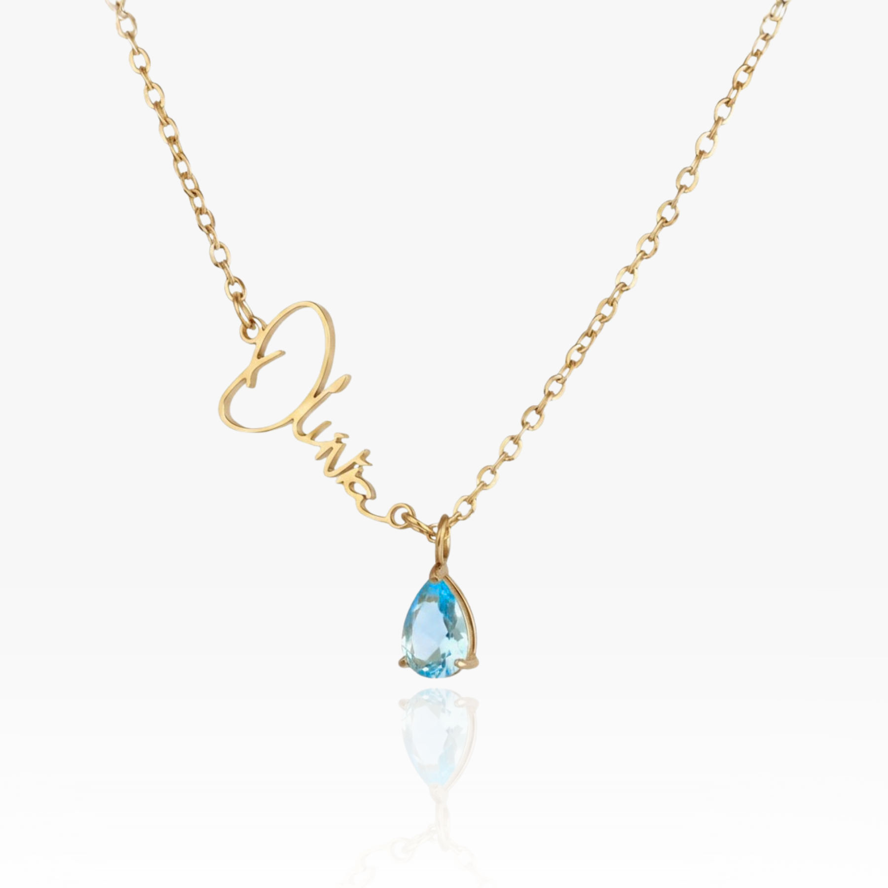 Signature Halskette mit Name und Geburtsstein