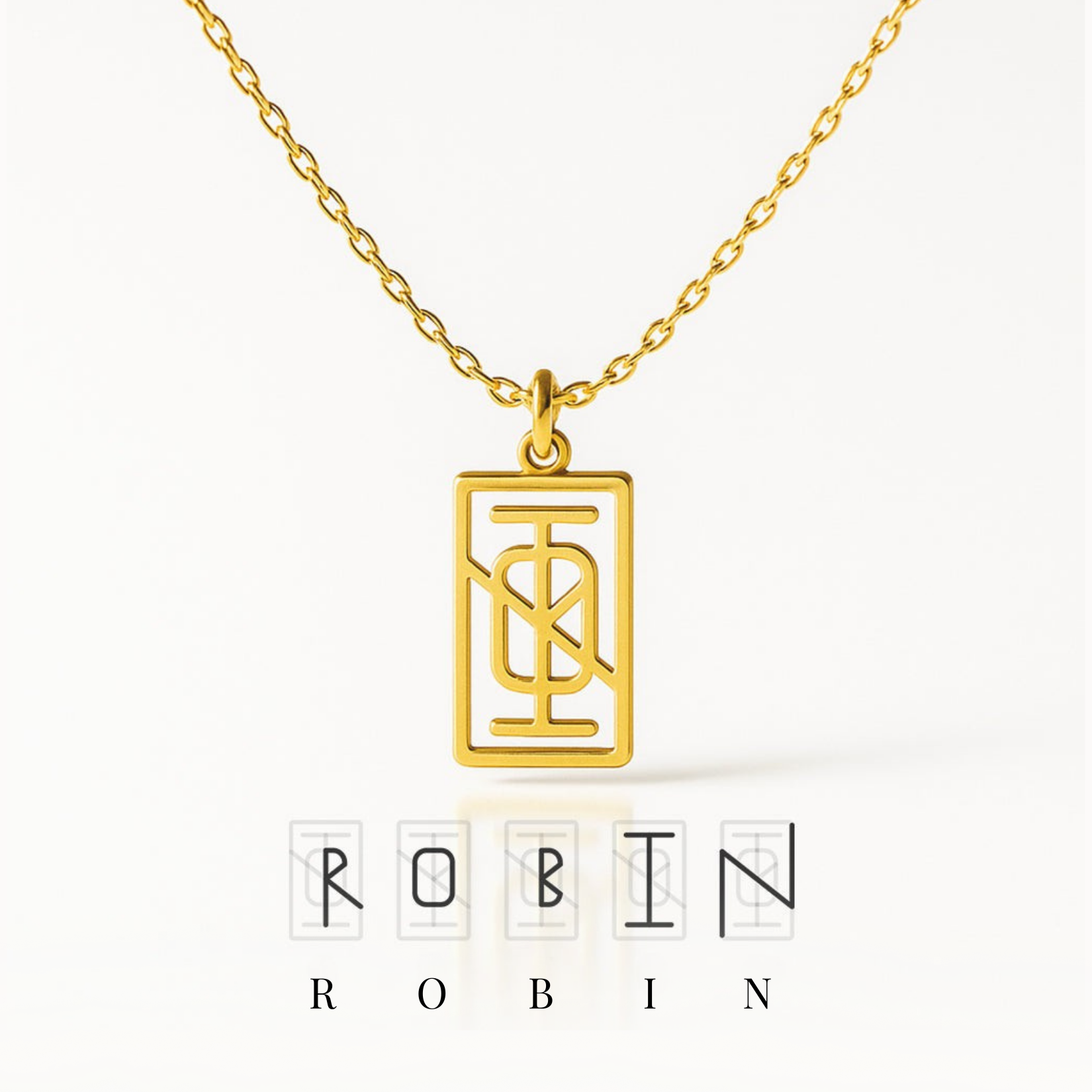 Personalisierbare Rechteck Monogramm Namens-Kette