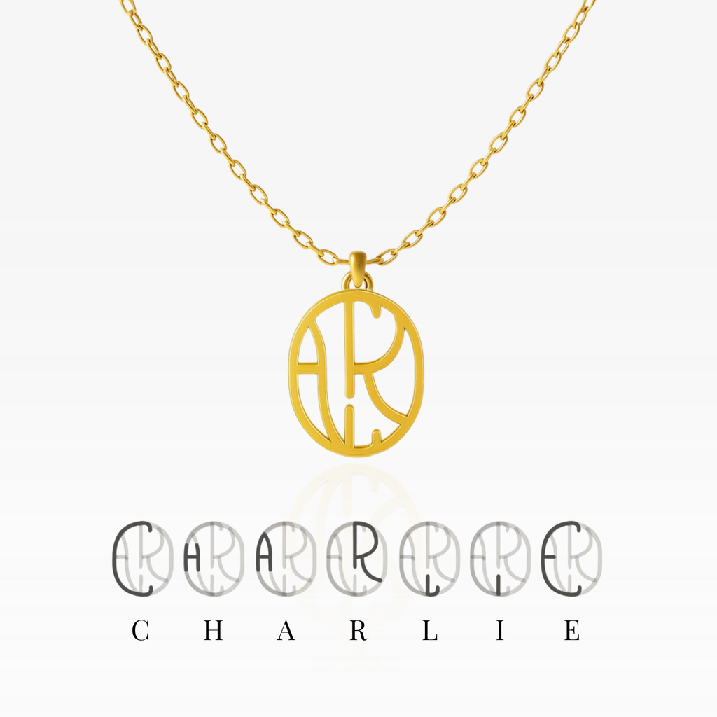 Personalisierbare Oval Monogramm Namens-Kette