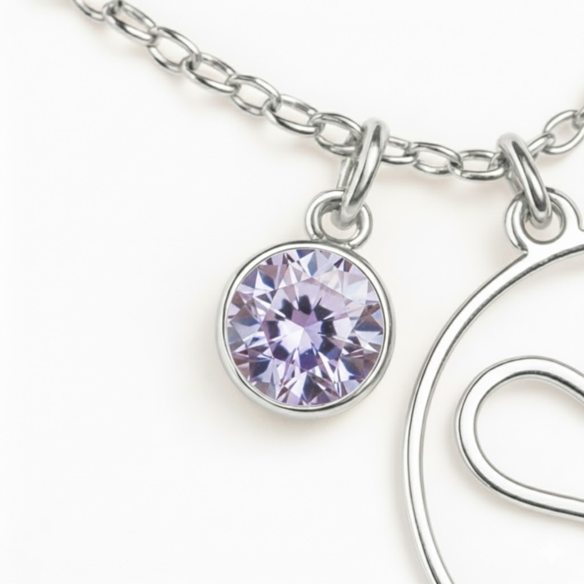 Geburtsstein Anhänger (Monogramm-Kette / Abnehmbar)