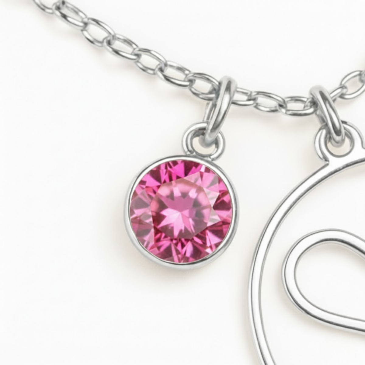 Geburtsstein Anhänger (Monogramm-Kette / Abnehmbar)