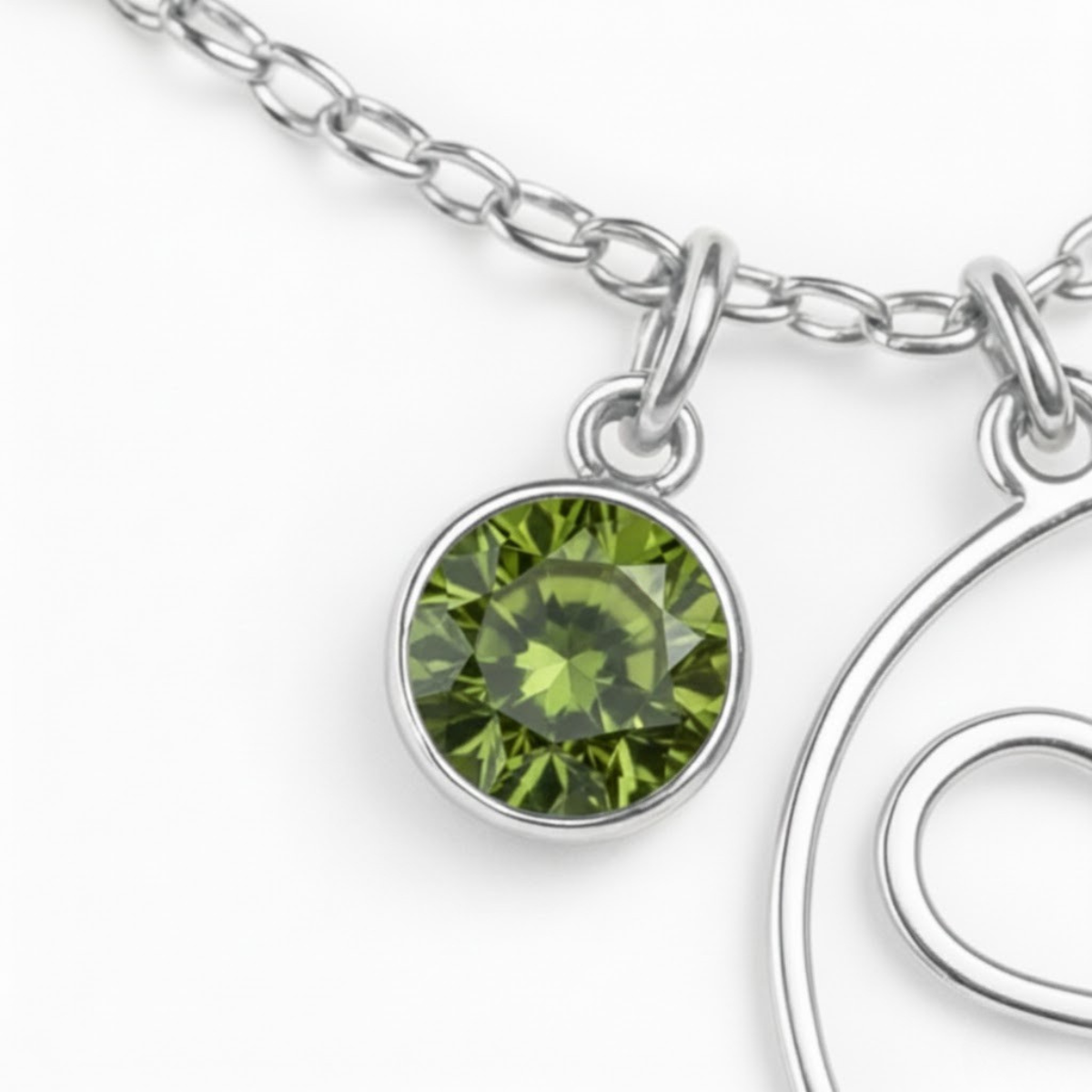 Geburtsstein Anhänger (Monogramm-Kette / Abnehmbar)