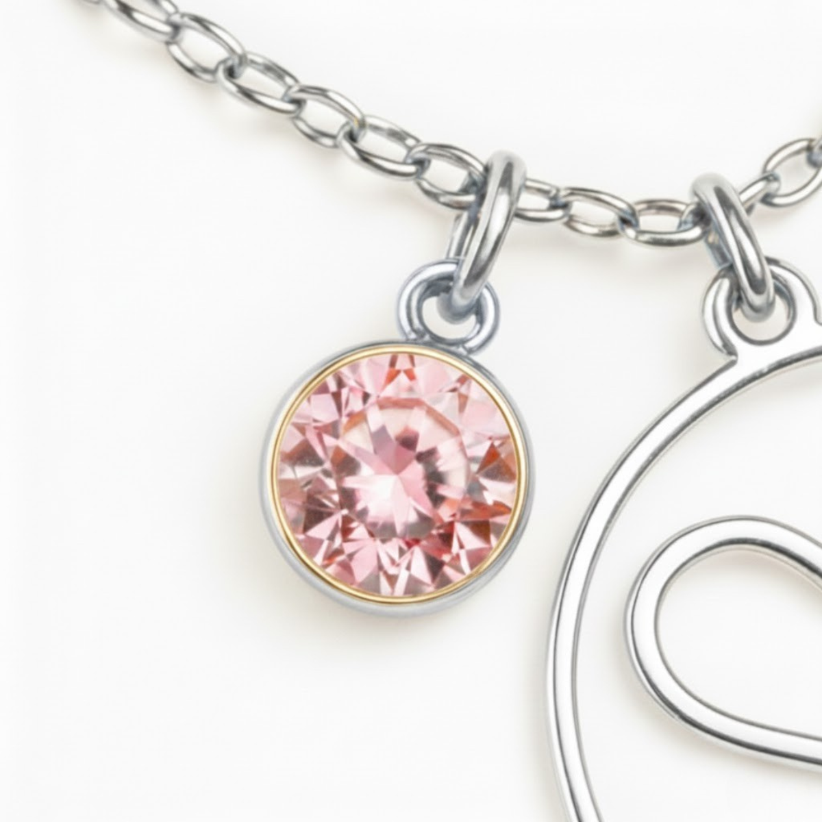 Geburtsstein Anhänger (Monogramm-Kette / Abnehmbar)