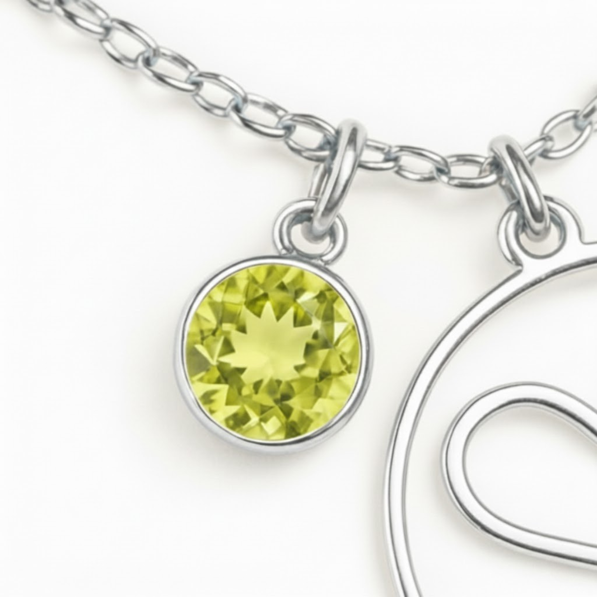 Geburtsstein Anhänger (Monogramm-Kette / Abnehmbar)
