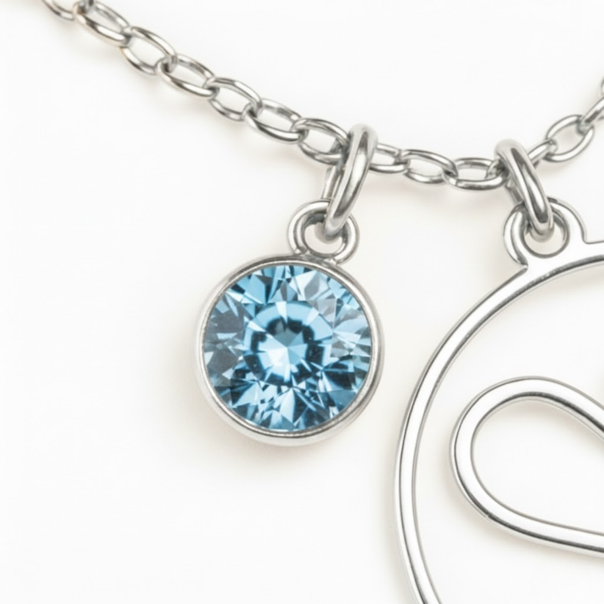 Geburtsstein Anhänger (Monogramm-Kette / Abnehmbar)