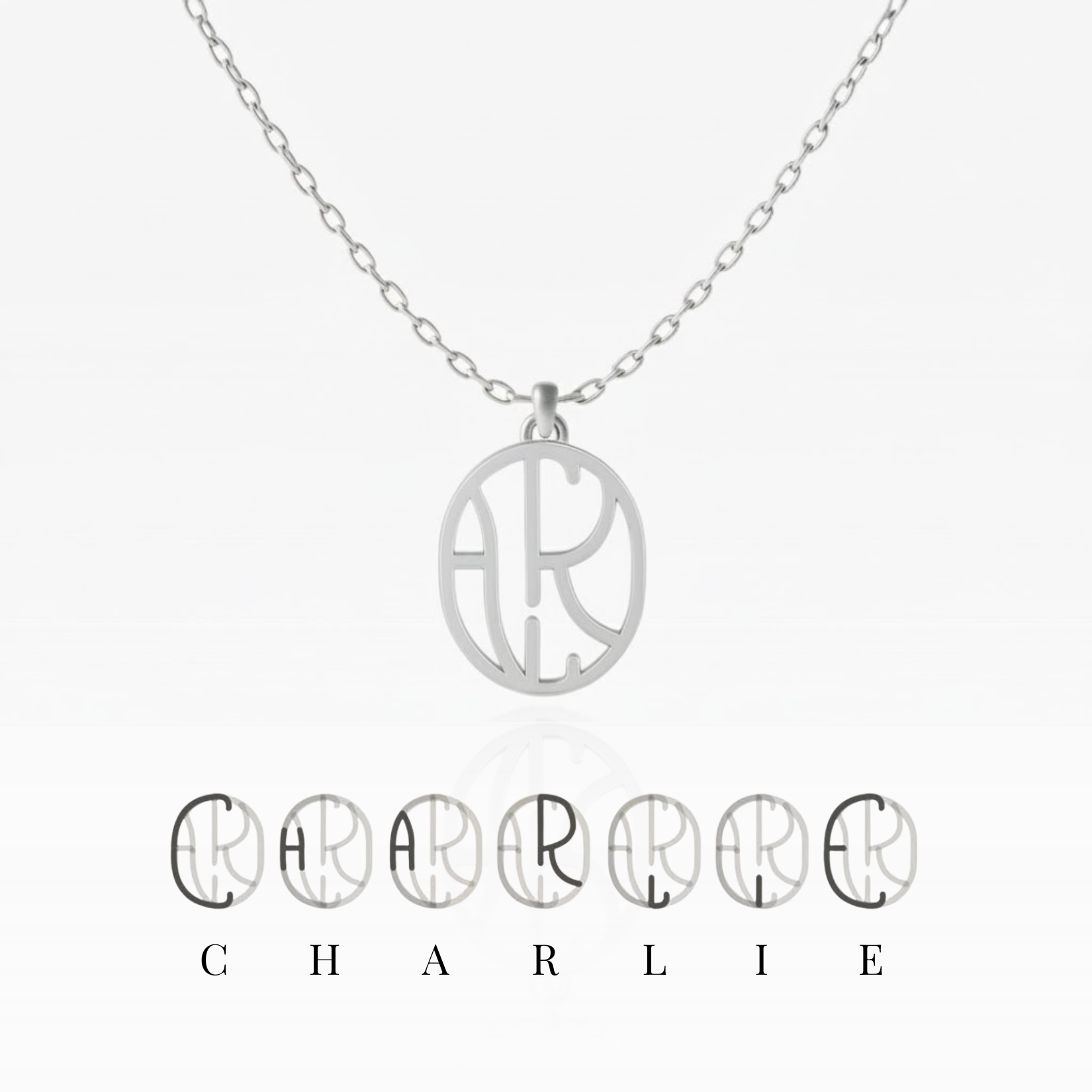Personalisierbare Oval Monogramm Namens-Kette