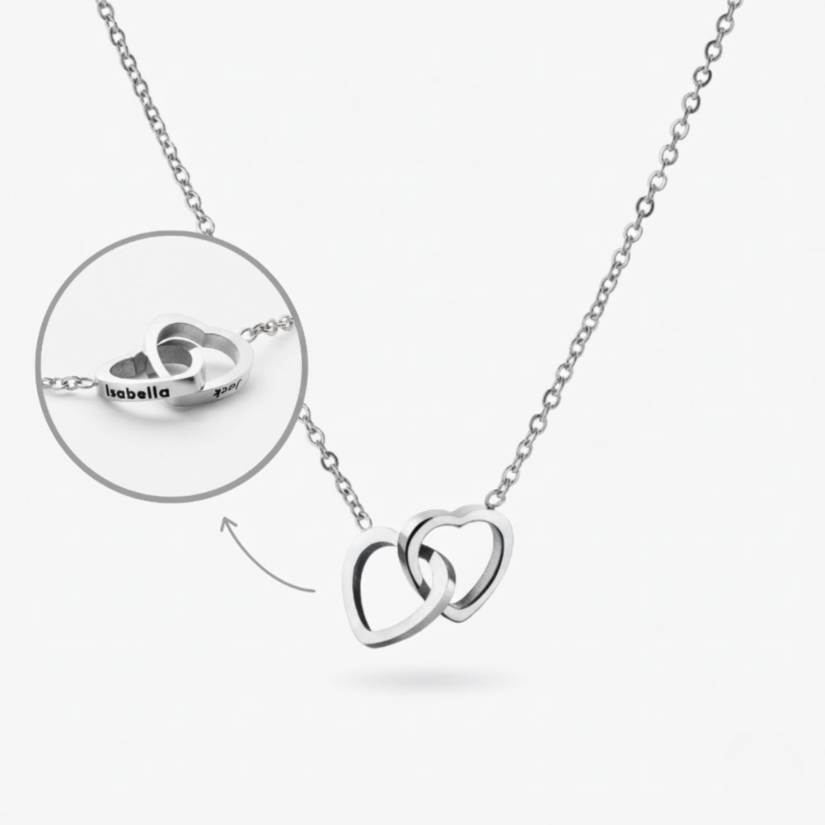 Doppelherz-Halskette mit Gravur