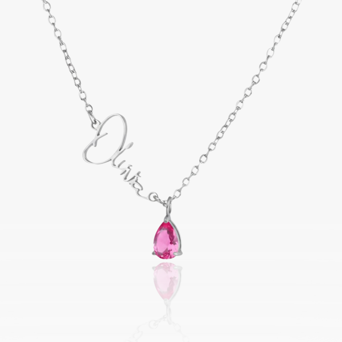 Signature Halskette mit Name und Geburtsstein