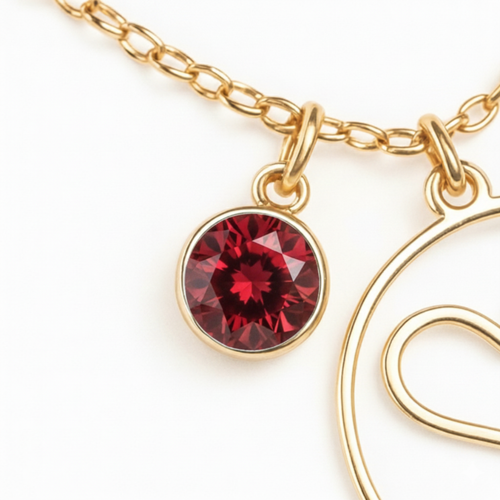 Geburtsstein Anhänger (Monogramm-Kette / Abnehmbar)