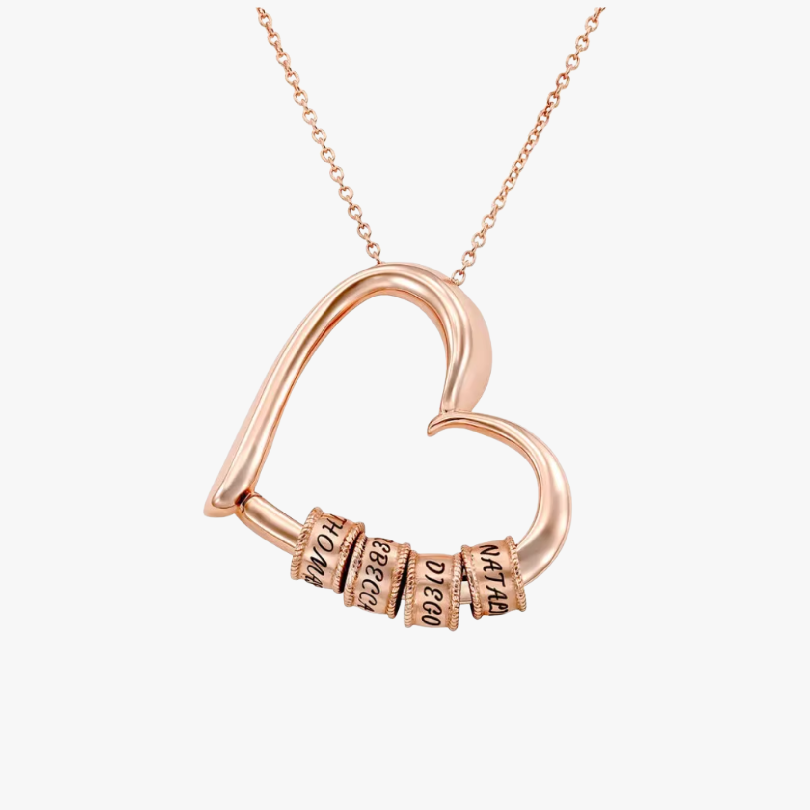 Stilvolle Herzkette mit gravierten Charms