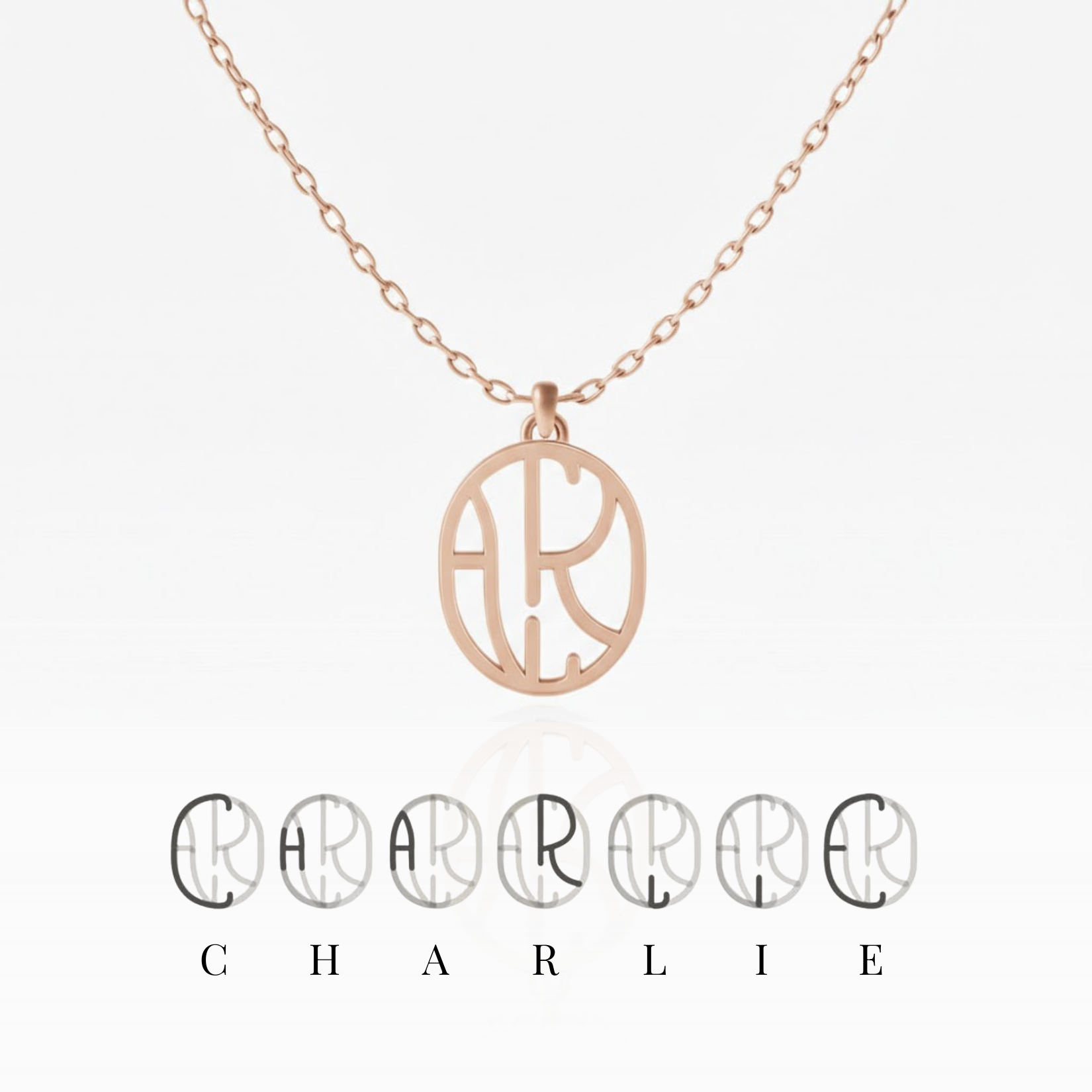 Personalisierbare Oval Monogramm Namens-Kette