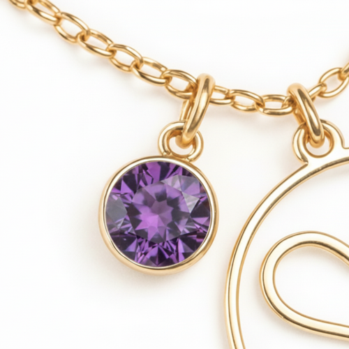 Geburtsstein Anhänger (Monogramm-Kette / Abnehmbar)