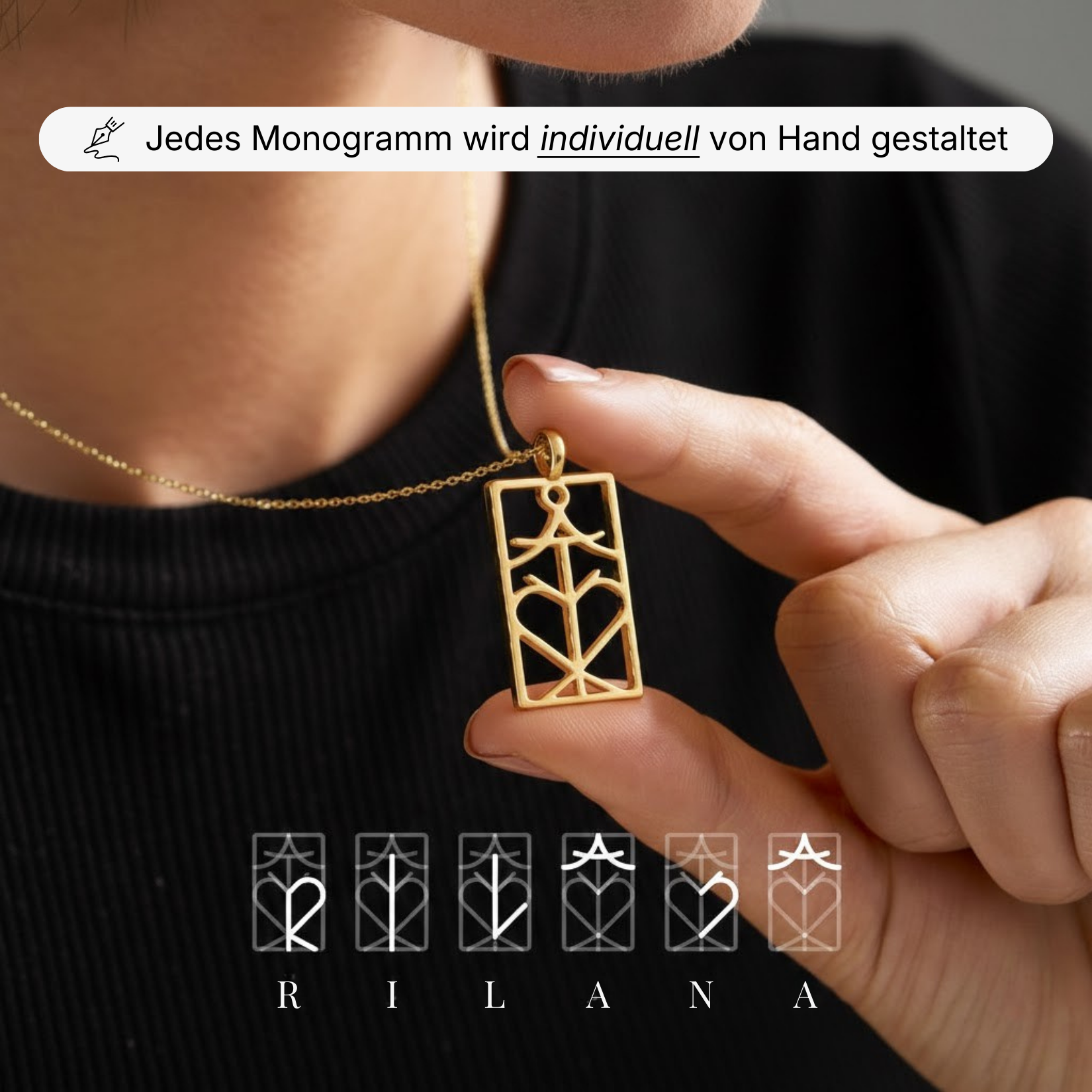 Personalisierbare Rechteck Monogramm Namens-Kette