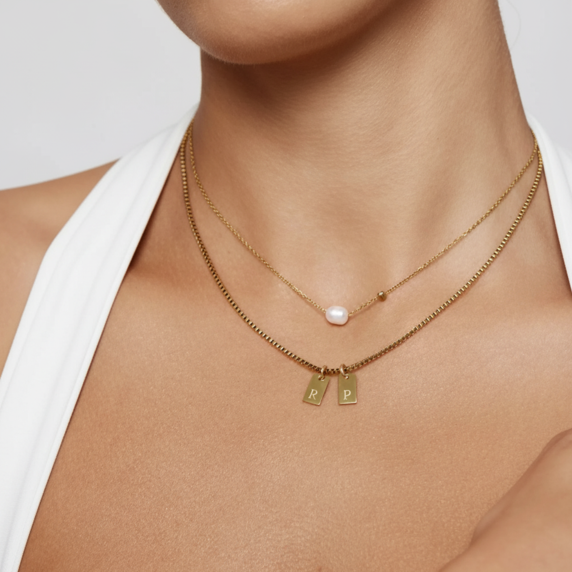 Initialen-Plättchen Halskette