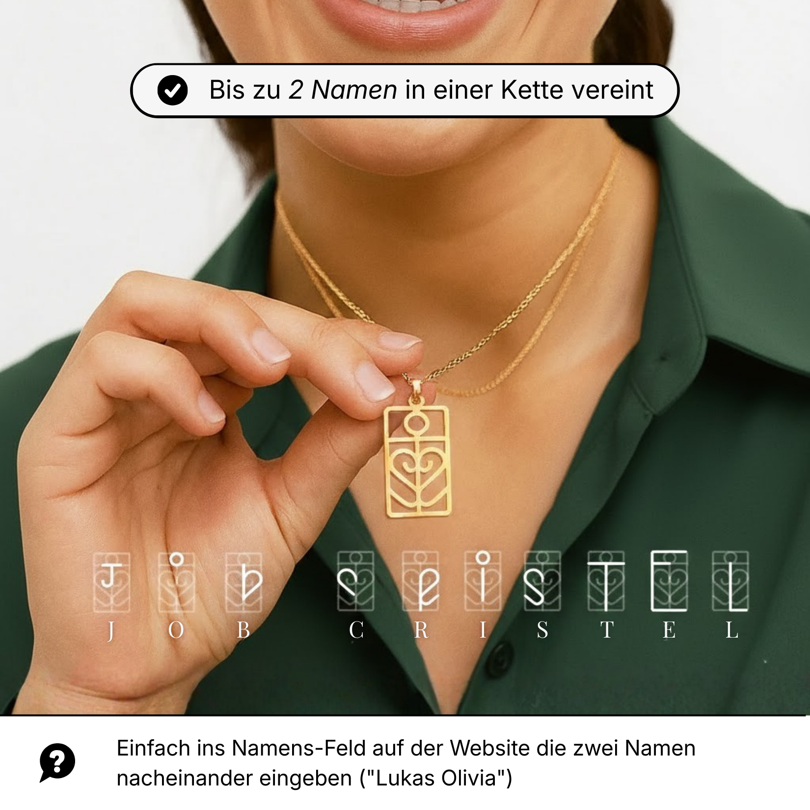 Personalisierbare Rechteck Monogramm Namens-Kette