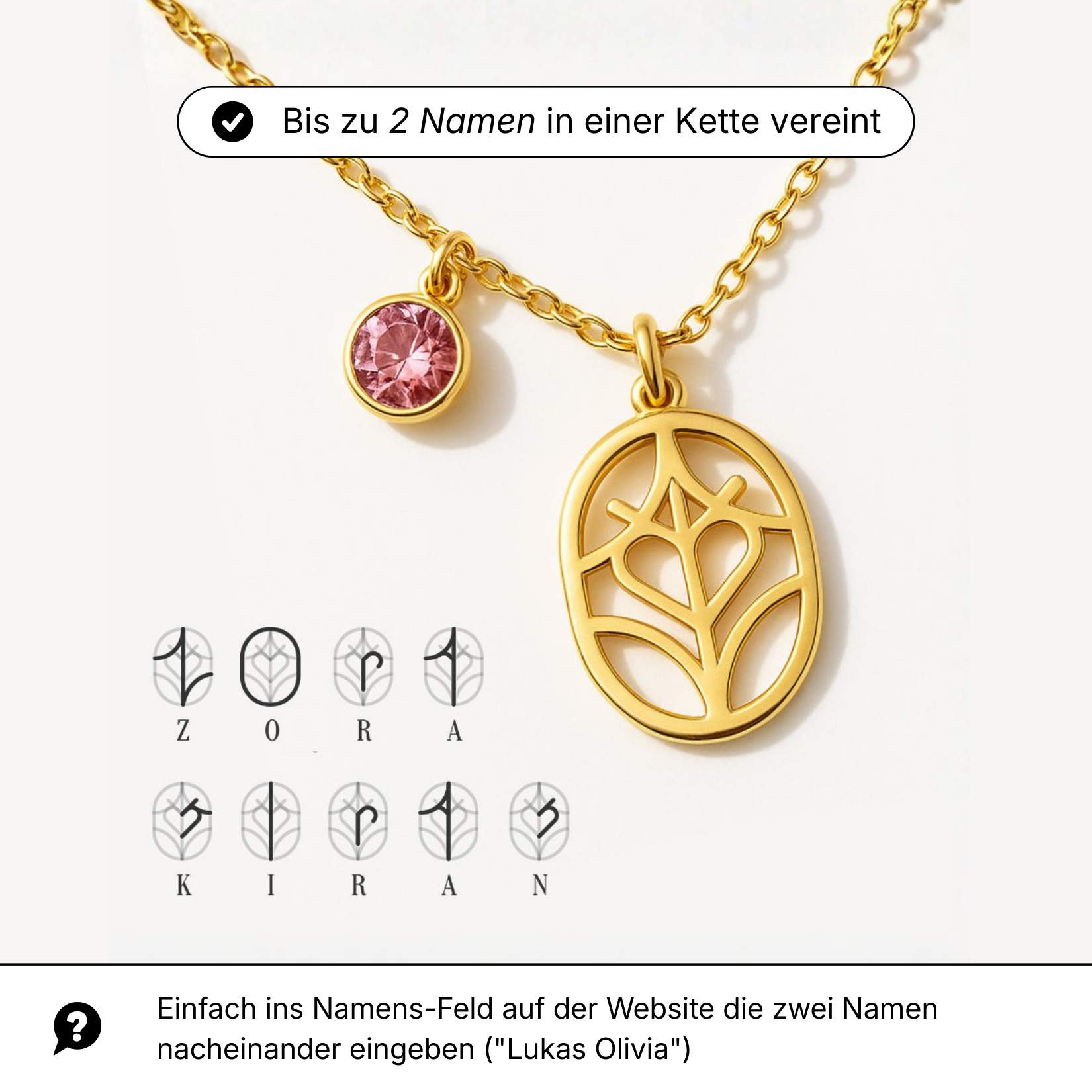 Personalisierbare Oval Monogramm Namens-Kette
