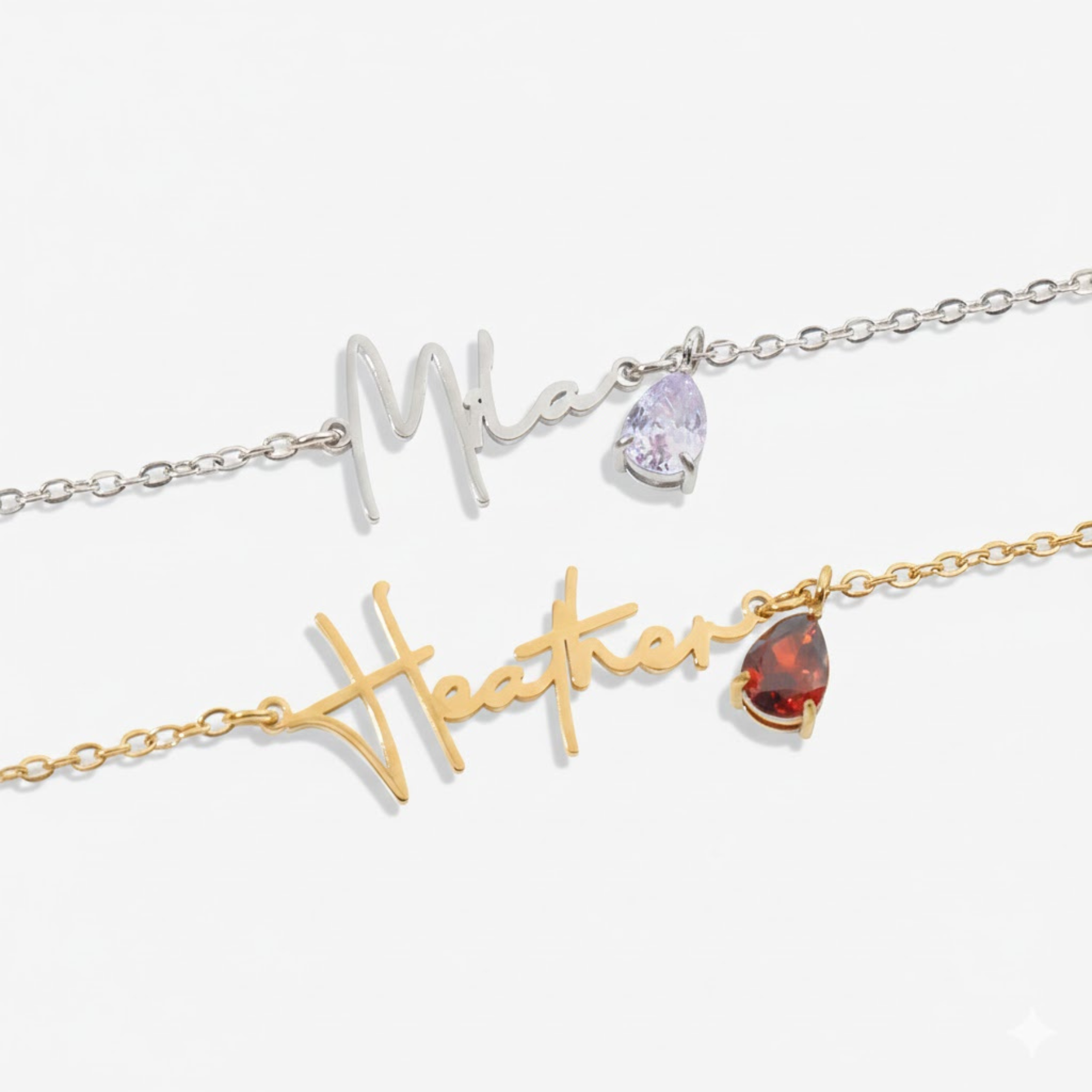 Signature Halskette mit Name und Geburtsstein