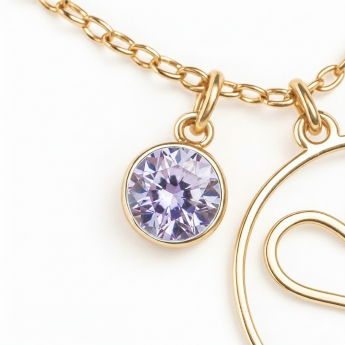 Geburtsstein Anhänger (Monogramm-Kette / Abnehmbar)