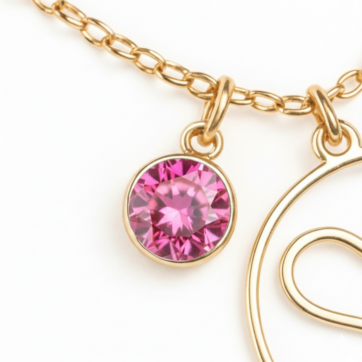 Geburtsstein Anhänger (Monogramm-Kette / Abnehmbar)