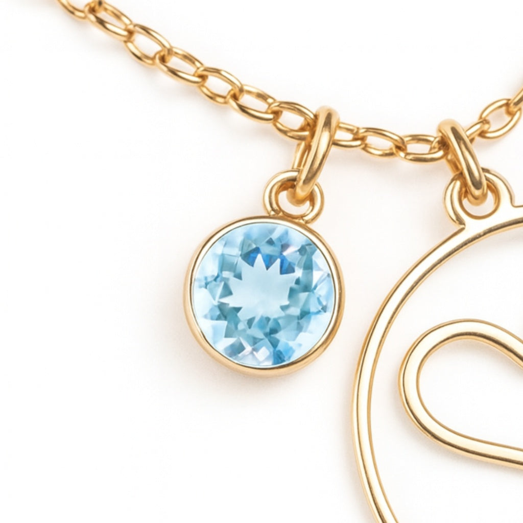 Geburtsstein Anhänger (Monogramm-Kette / Abnehmbar)