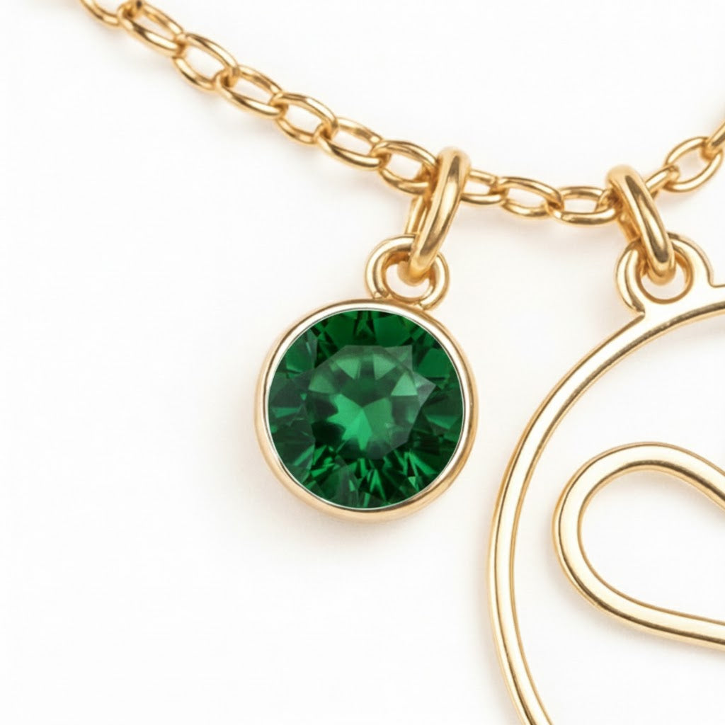 Geburtsstein Anhänger (Monogramm-Kette / Abnehmbar)