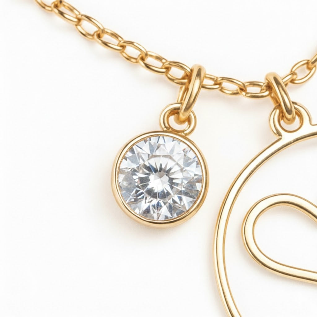 Geburtsstein Anhänger (Monogramm-Kette / Abnehmbar)